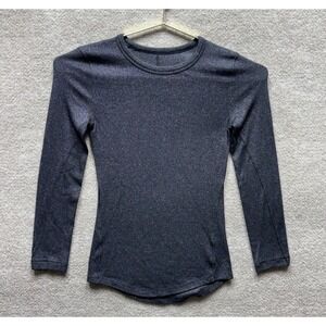 Lululemon Hold Tight Sparkle Long Sleeve Crew Neck Top Size 2 Black Glitter EUC